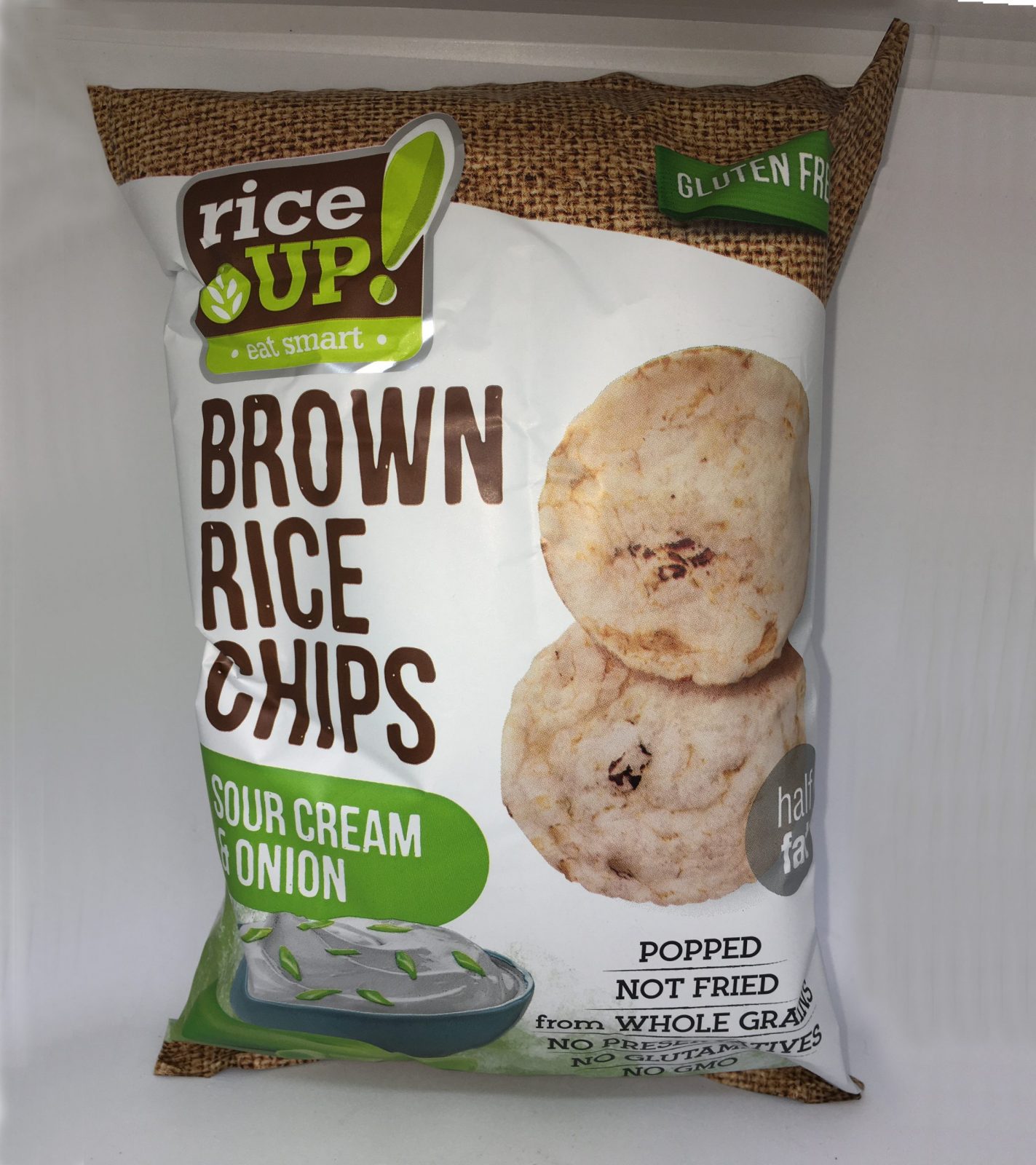 RICE UP Ryžové chipsy so smotanovo - cibuľovou príchuťou 60 g