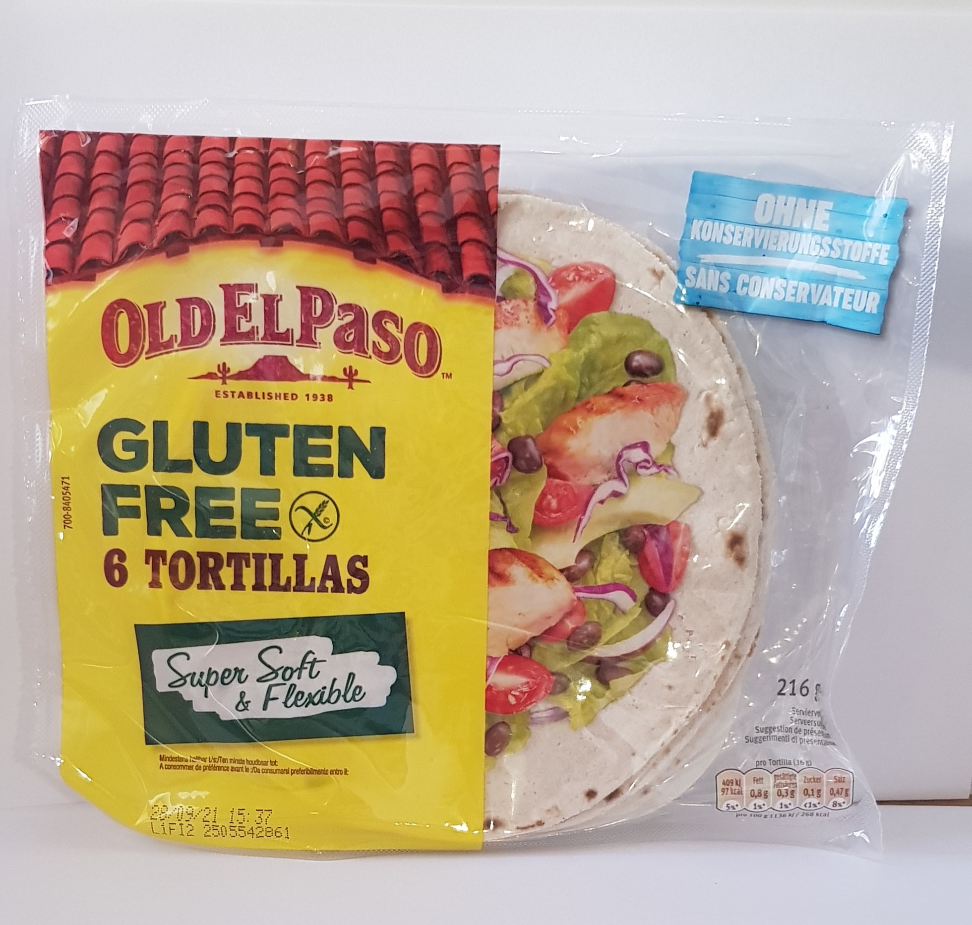 OLD EL PASO Bezlepkové tortilla placky ( 6ks) 216g