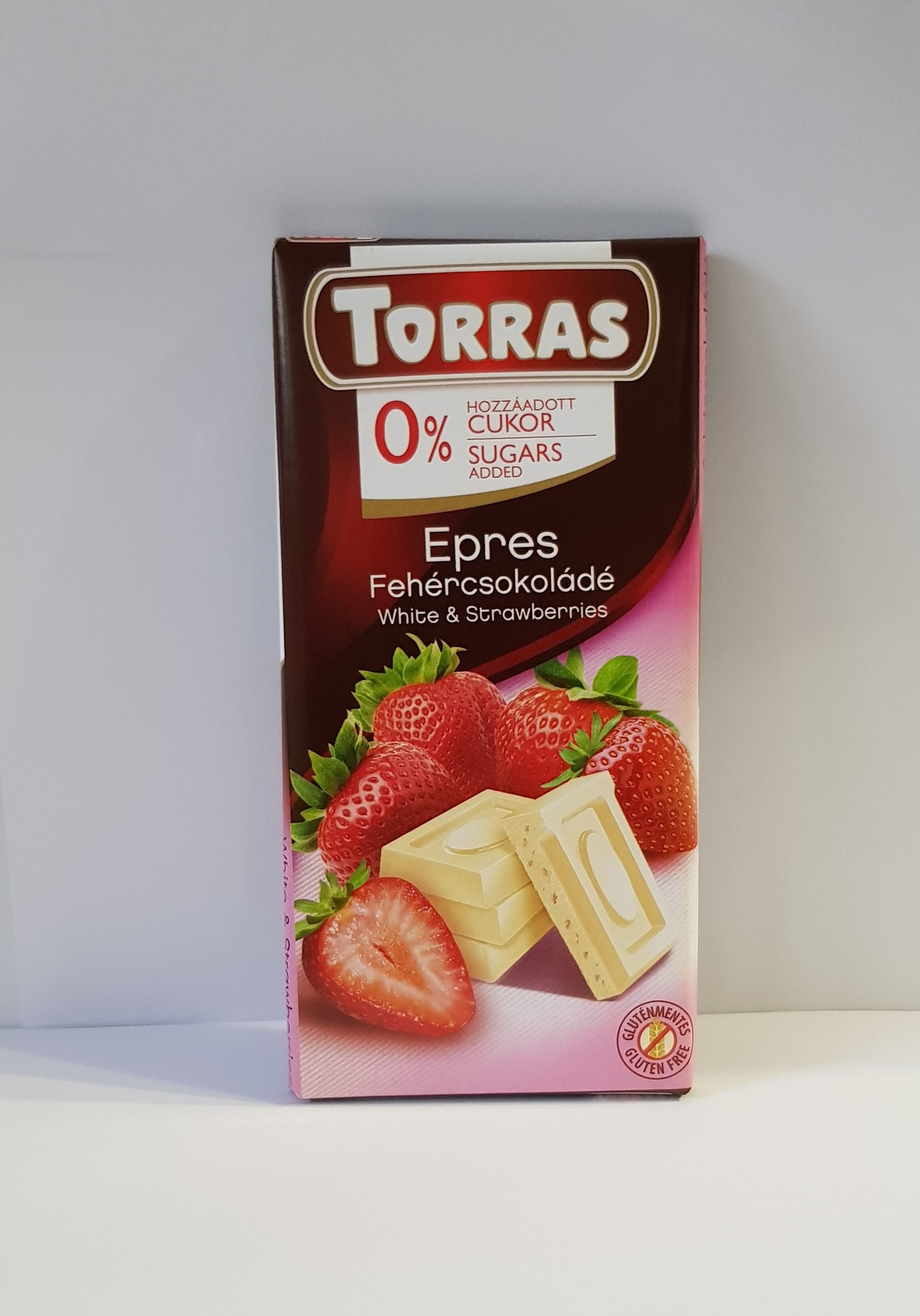 1a (2) TORRAS Bezlepková biela čokoláda s jahodami 75 g – Obrázok 1