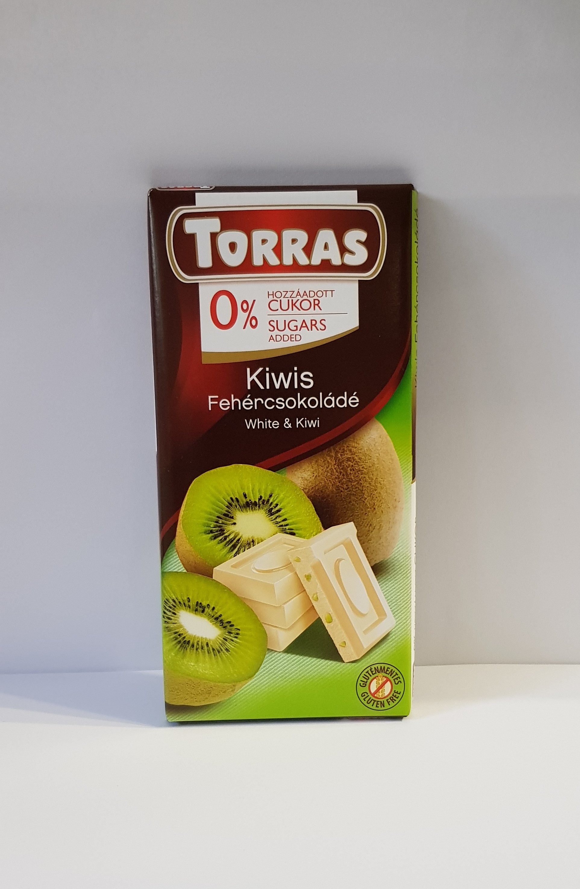2 TORRAS Bezlepková biela čokoláda s kiwi 75 g – Obrázok 1