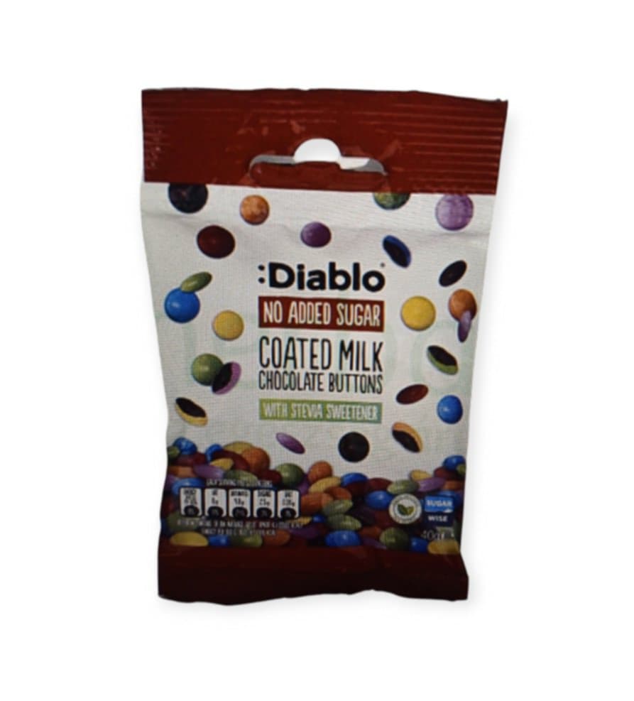 DIABLO DRAŽÉ Z MLIEČNEJ ČOKOLÁDY BEZ PRIDANÉHO CUKRU 40G
