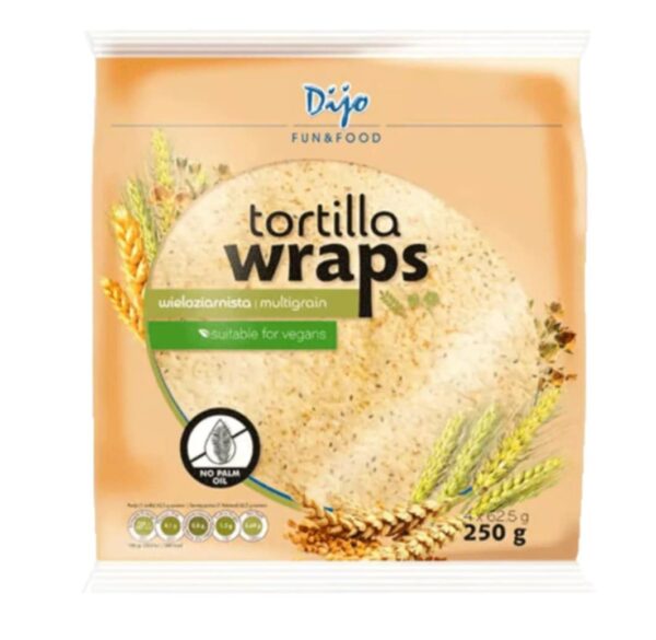 VEGÁNSKE DIJO TORTILLA WRAPY S MNOHÝMI SEMIENKAMI 250G – Obrázok 2