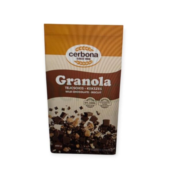 CERBONA MLIEČNA ČOKOLÁDA A SUŠIENKA GRANOLA 450G – Obrázok 2
