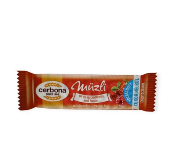 CERBONA ČERVENÁ OVOCNÁ MÜSLI TYČINKA BEZ CUKRU 20G – Obrázok 2