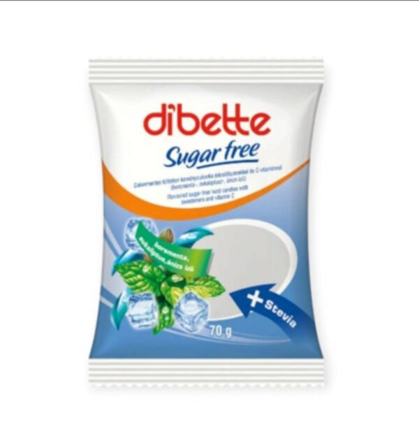 DIBETTE MIEŠANÉ MENTOLOVÉ CUKRÍKY BEZ CUKRU SO SLADIDLAMI 70G – Obrázok 2