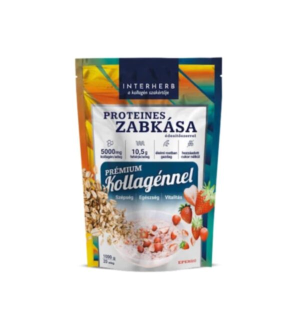 INTERHERB KAŠA S PROTEÍNOVOU JAHODOVOU PRÍCHUŤOU (S PRÉMIOVÝM KOLAGÉNOM) 1000G – Obrázok 2