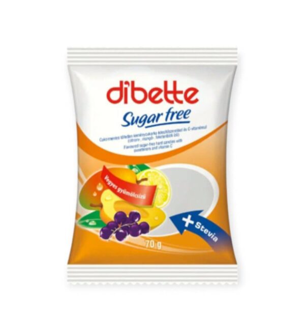 DIBETTE MIEŠANÝ OVOCNÝ CUKRÍK BEZ CUKRU SO SLADIDLAMI 70G – Obrázok 2