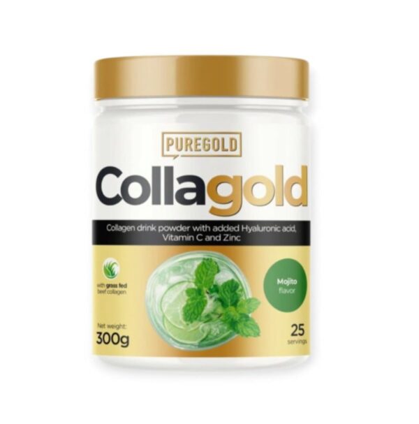Pure Gold CollaGold Hovädzí a rybí kolagénový nápoj v prášku s kyselinou hyalurónovou mojito – 300g – Obrázok 2
