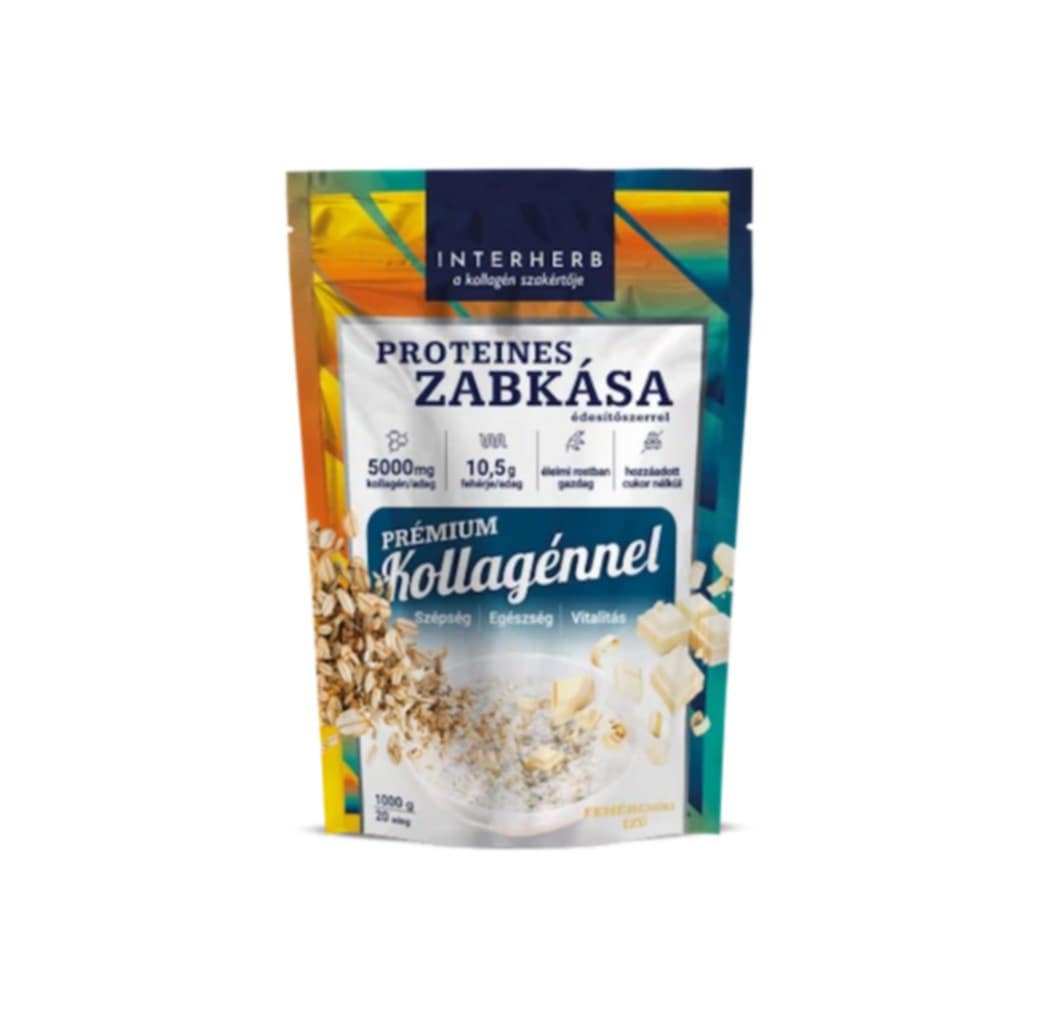 KAŠA INTERHERB S PRÍCHUŤOU PROTEÍNOVEJ BIELEJ ČOKOLÁDY (S PRÉMIOVÝM KOLAGÉNOM) 1000G