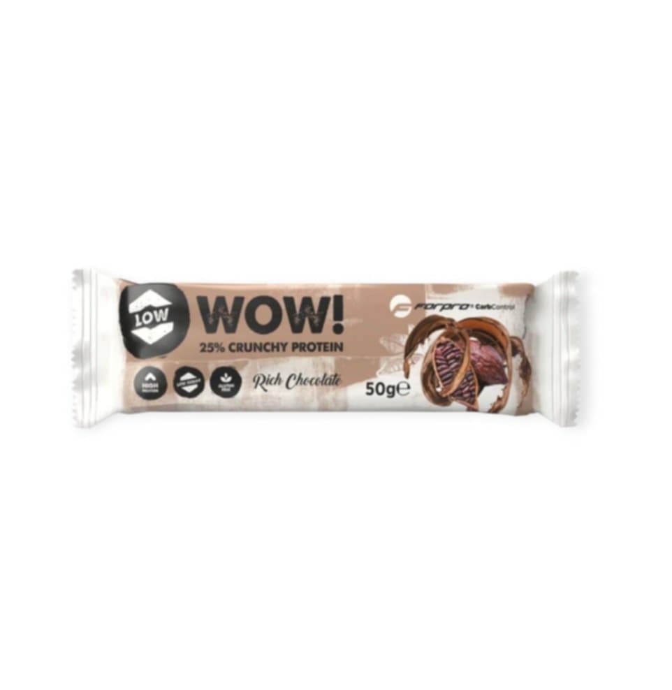 BEZLEPKOVÉ FORPRO WOW! 25% CHRUMKAVÁ PROTEÍNOVÁ TYČINKA ČOKOLÁDA 50G
