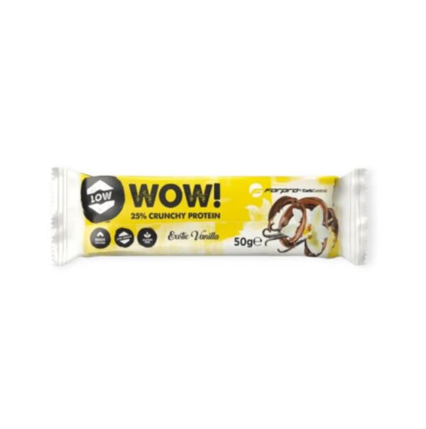 BEZLEPKOVÉ FORPRO WOW! 25% CHRUMKAVÁ PROTEÍNOVÁ TYČINKA EXOTICKÁ VANILKA 50G – Obrázok 2