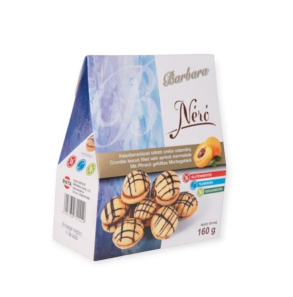 BEZLEPKOVÉ KREHKÉ PEČIVO BARBARA NERO PLNENÉ MARHUĽOVOU PRÍCHUŤOU 150G