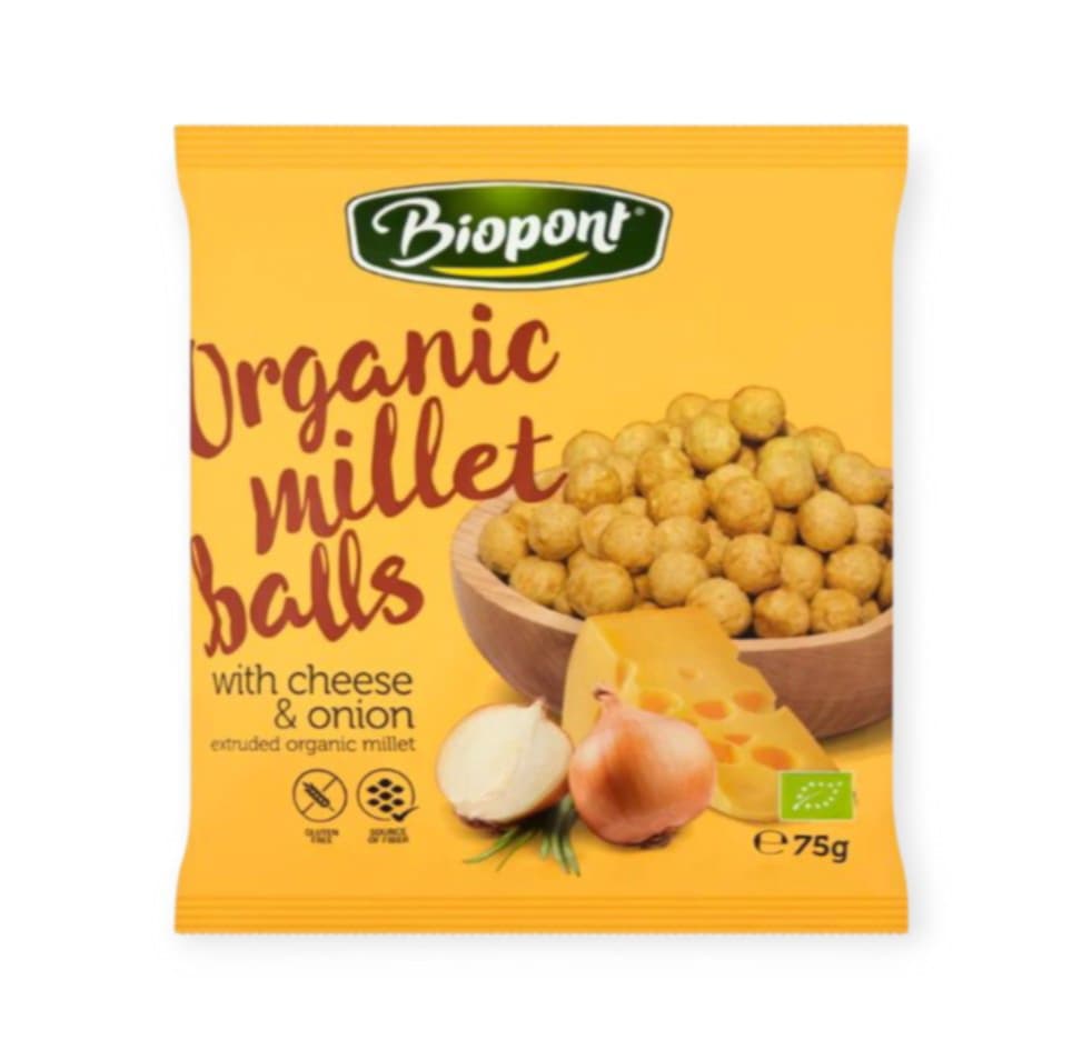 BIO BIOPONT EXTRUDOVANÉ GUĽÔČKY Z PROSA SO SYROM A CIBUĽOU 75G