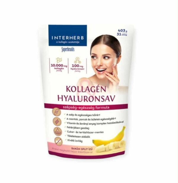 INTERHERB KOLAGÉN A KYSELINA HYALURÓNOVÁ NÁPOJ V PRÁŠKU S PRÍCHUŤOU BANÁNA - 403G – Obrázok 2