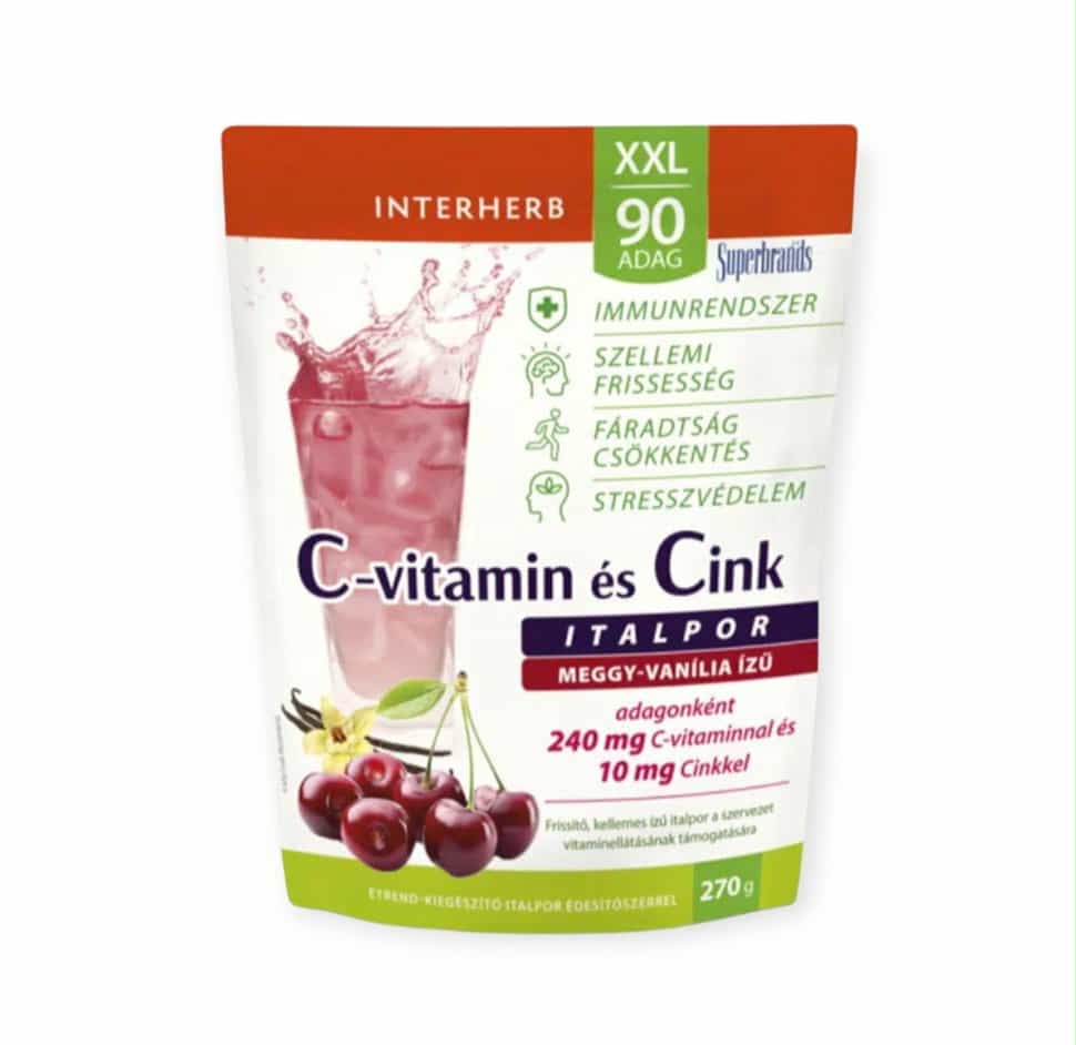 INTERHERB XXL VITAMÍN C + ZINOK VIŠŇOVO-VANILKOVÝ NÁPOJ V PRÁŠKU /90 PORCIÍ/ - 270G