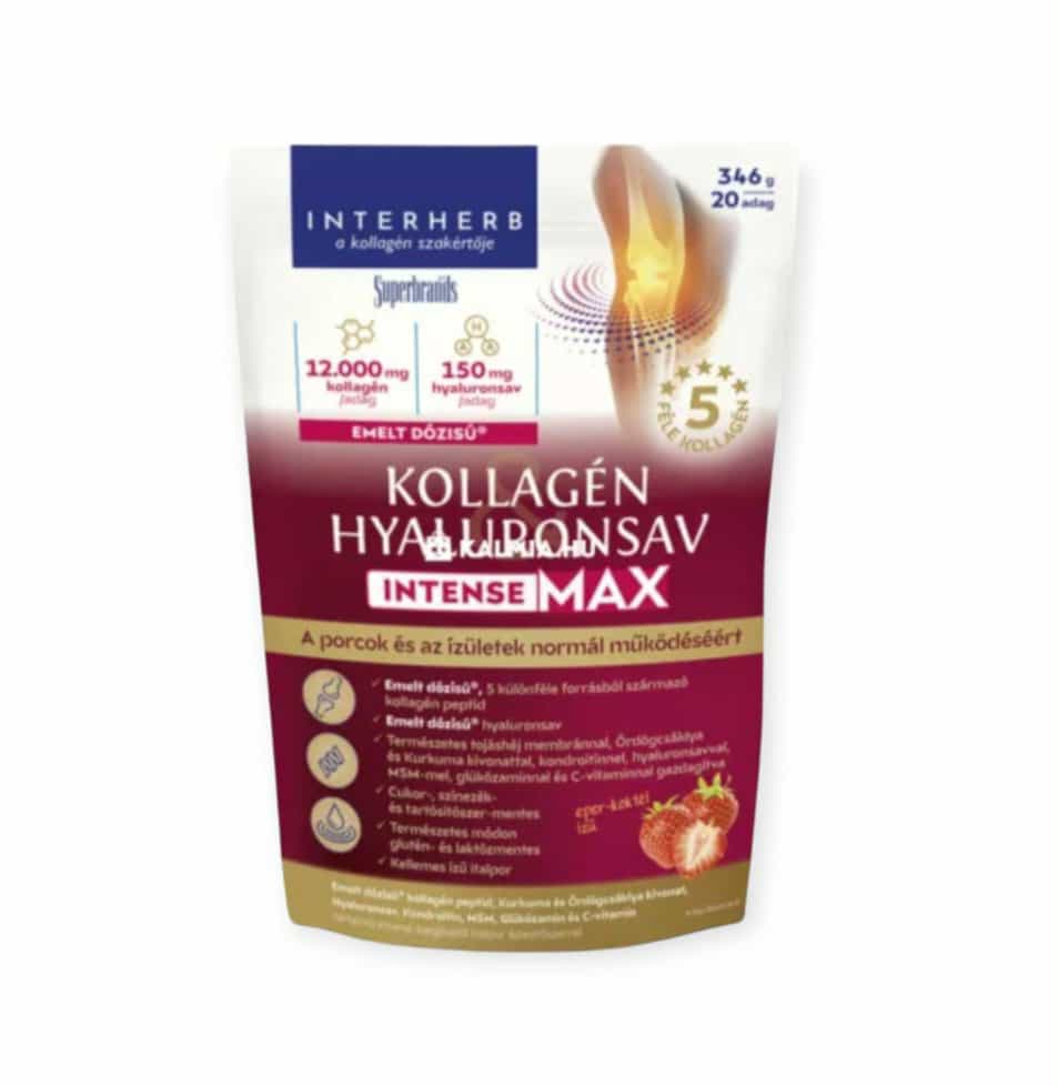 INTERHERB KOLAGÉN A KYSELINA HYALURÓNOVÁ CHRUPAVKOVÝ KĹBOVÝ NÁPOJ V PRÁŠKU INTENZÍVNY-MAX JAHODOVÝ KOKTEIL PRÍCHUŤ - 346G