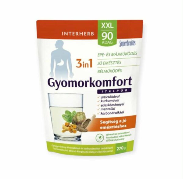 INTERHERB XXL - COMFORT / Pohodlie žalúdka /3V1 NÁPOJ V PRÁŠKU S PRÍCHUŤOU MÄTY PIEPORNEJ  - 90 PORCIÍ 270G – Obrázok 2