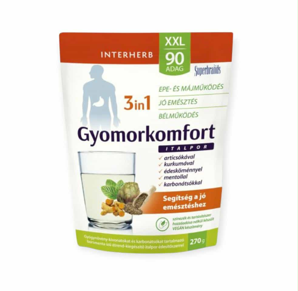 INTERHERB XXL - COMFORT / Pohodlie žalúdka /3V1 NÁPOJ V PRÁŠKU S PRÍCHUŤOU MÄTY PIEPORNEJ  - 90 PORCIÍ 270G