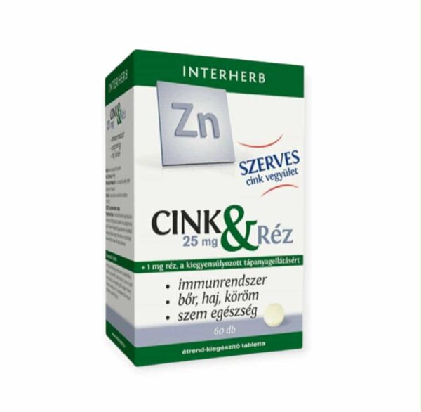 INTERHERB BIO ZINOK 25 MG - MEDENÉ TABLETY - 60KS – Obrázok 2