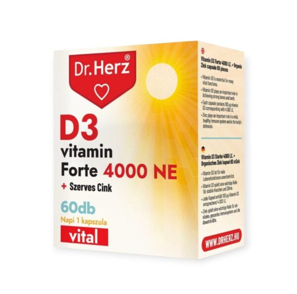 DR. HERZ VITAMÍN D3 4000 IU + ORGANICKÉ ZINKOVÉ KAPSULY - 60 KS – Obrázok 2