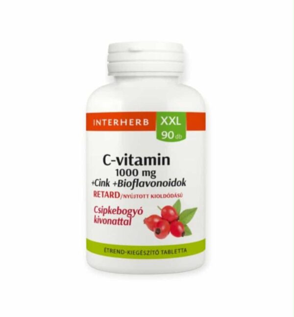 INTERHERB XXL VITAMÍN C 1000MG +ZINOK + BIOFLAVONOIDY TABLETY S PREDĹŽENÝM UVOĽŇOVANÍM - 90KS – Obrázok 2