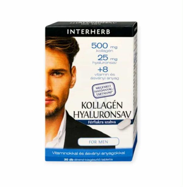INTERHERB KOLAGÉN & KYSELINA HYALURÓNOVÁ TABLETY PRE MUŽOV SO ZVÝŠENÝM OBSAHOM ÚČINNÝCH LÁTOK - 30KS – Obrázok 2