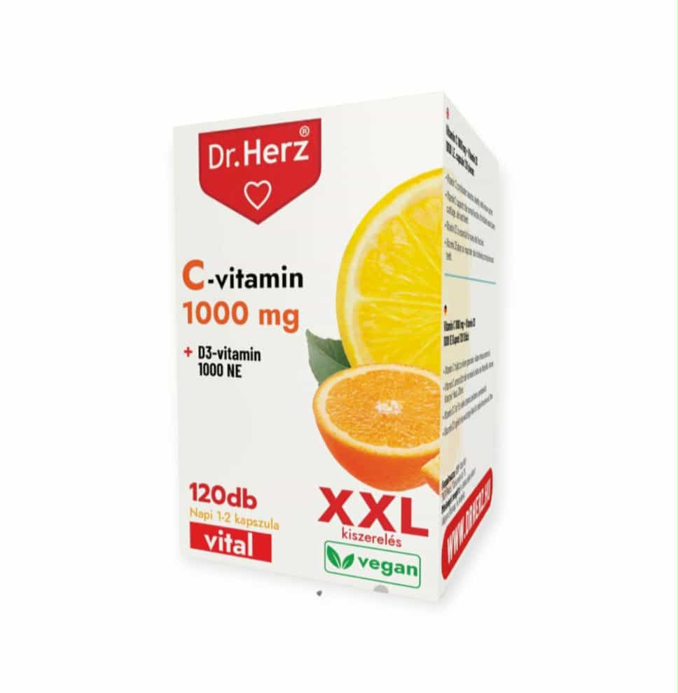 DR. HERZ XXL VITAMÍN C 1000MG + VITAMÍN D3 1000IU KAPSULY - 120KS