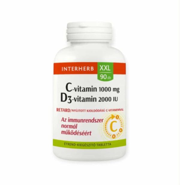 INTERHERB XXL VITAMÍN C 1000MG+Vitamín D3 2000 IU - 90KS – Obrázok 2